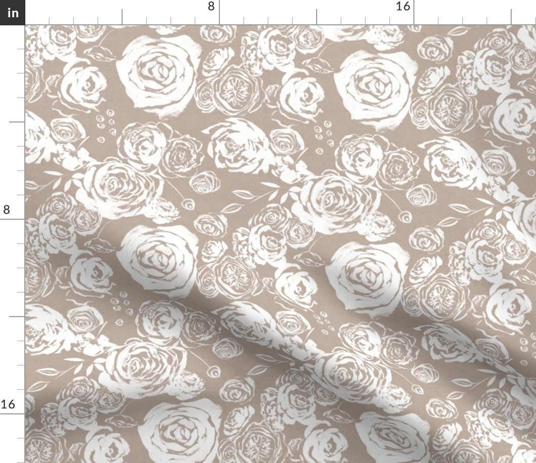 White Roses on Linen