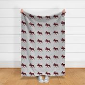 9" quilt block - Moose - buffalo plaid  w/ cut lines