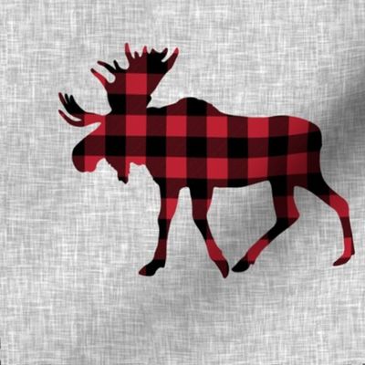 9" quilt block - Moose - buffalo plaid  w/ cut lines