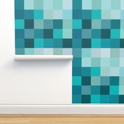 pixel wholecloth blanket // teals