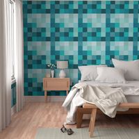 pixel wholecloth blanket // teals