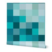 pixel wholecloth blanket // teals