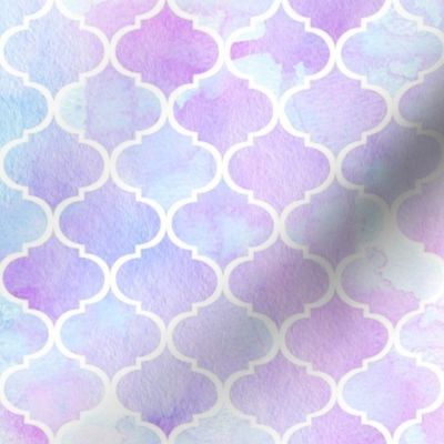 Watercolor Moroccan Tile // Lavender and Blue