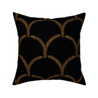 Hortense Scallop ~ Faux Gilt on Black 