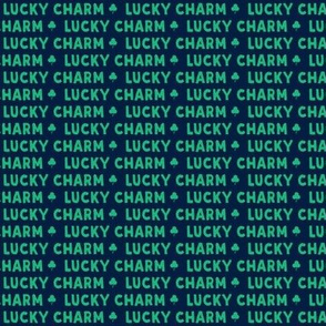 (micro print) lucky charm - green on navy