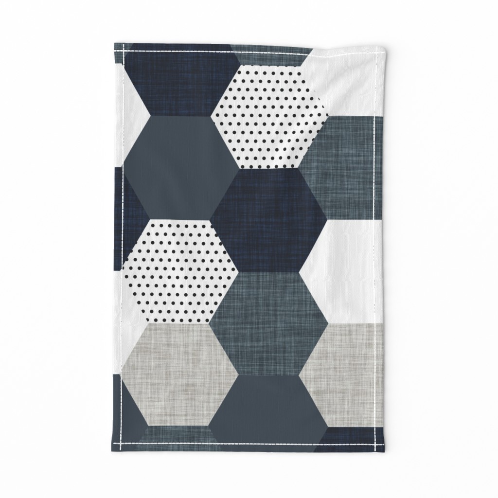 slate and navy hexagon wholecloth