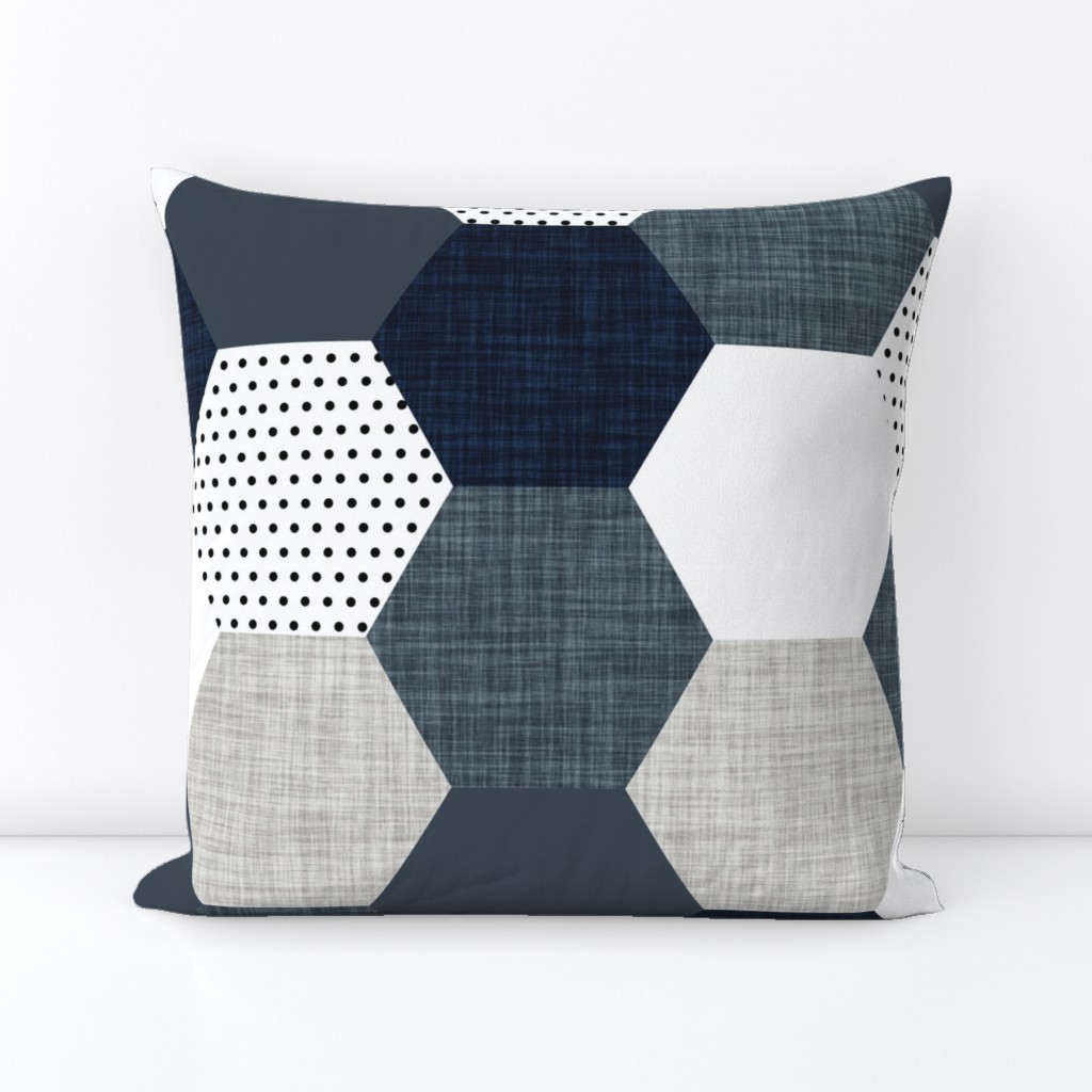 slate and navy hexagon wholecloth