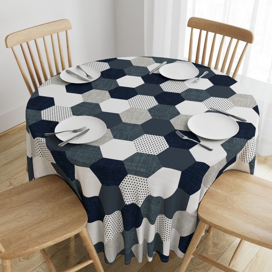 slate and navy hexagon wholecloth