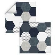 slate and navy hexagon wholecloth