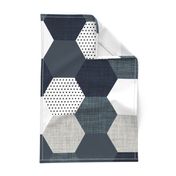 slate and navy hexagon wholecloth