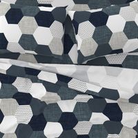 slate and navy hexagon wholecloth