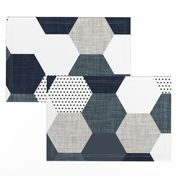 slate and navy hexagon wholecloth