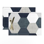 slate and navy hexagon wholecloth