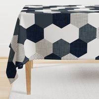 slate and navy hexagon wholecloth