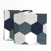 slate and navy hexagon wholecloth