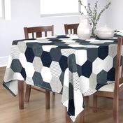 slate and navy hexagon wholecloth