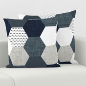 slate and navy hexagon wholecloth