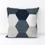 slate and navy hexagon wholecloth