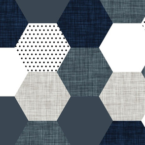 slate and navy hexagon wholecloth