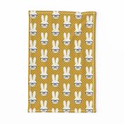 bunny with glasses - mustard polka