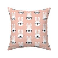 bunny with glasses - salmon peach