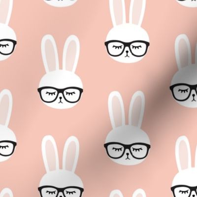 bunny with glasses - salmon peach