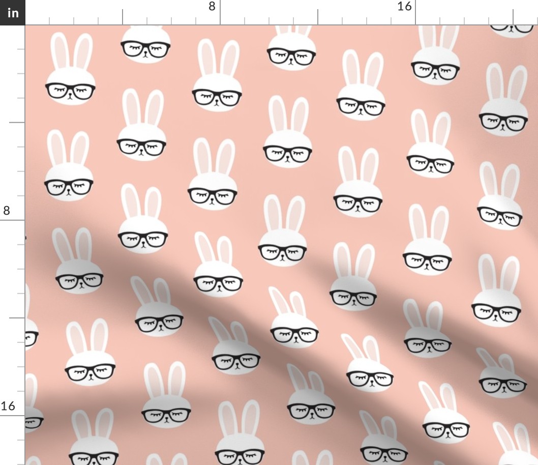 bunny with glasses - salmon peach