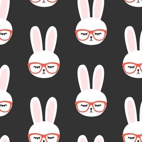 bunny with glasses (dark grey) 