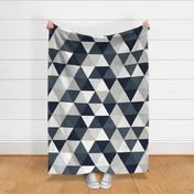 6" triangle wholecloth: slate and navy