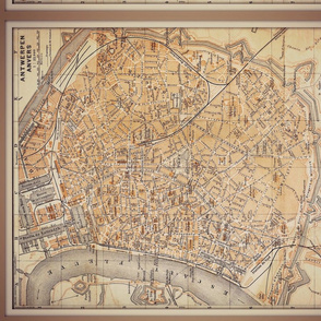 Antwerp map, Belgium, antique, FQ