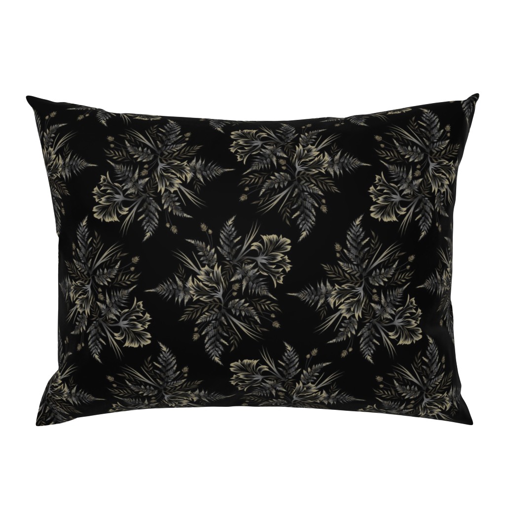 Parrot Tulips & Ferns - Black - SMALL