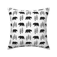 Grunge Black Bears & Trees - Baby Nursery Kids Childrens Bedding Woodland Animals