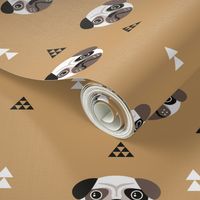 Geometric pug love puppy dog illustration cute kids retro animals in kaki gender neutral