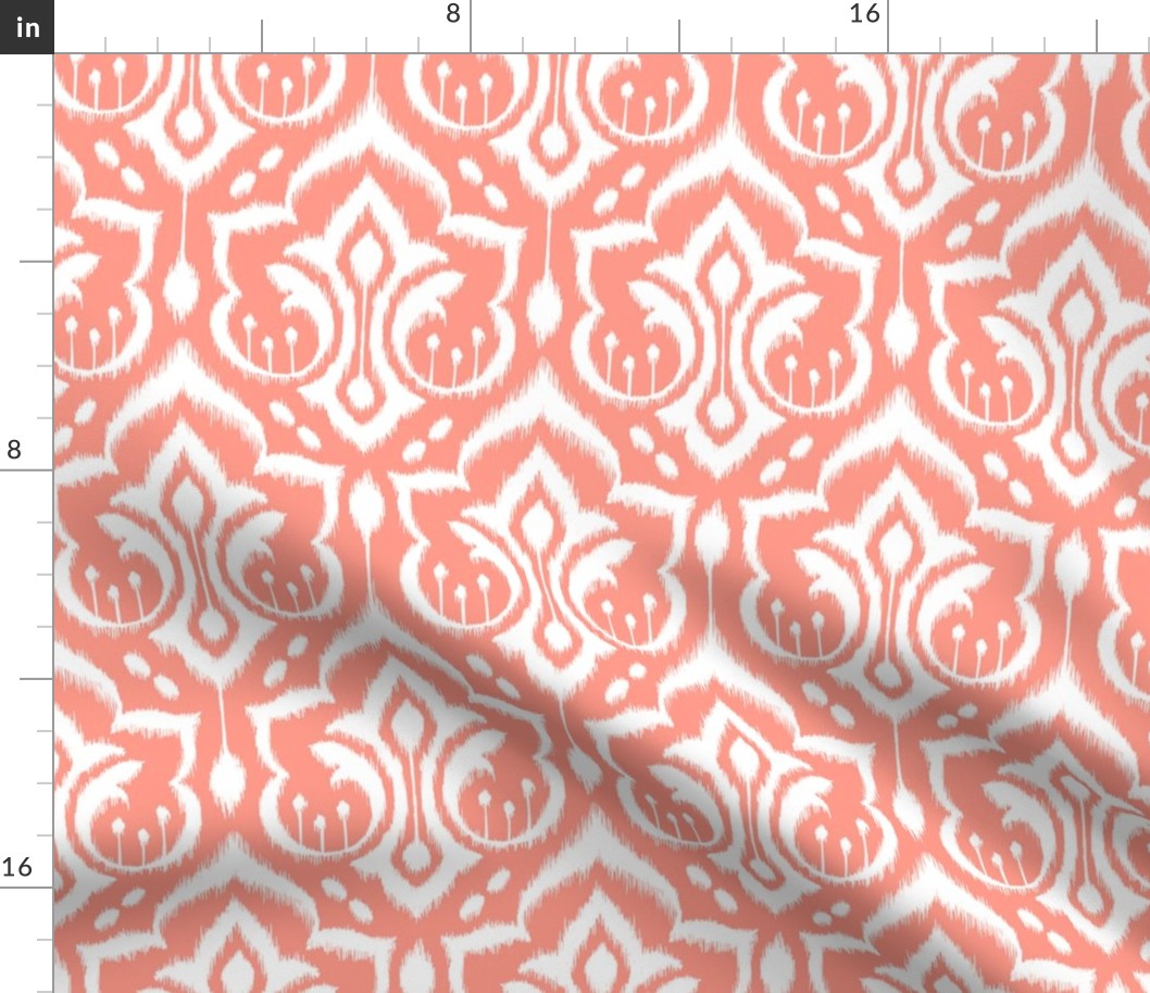 Ikat Damask - Peach Sorbet