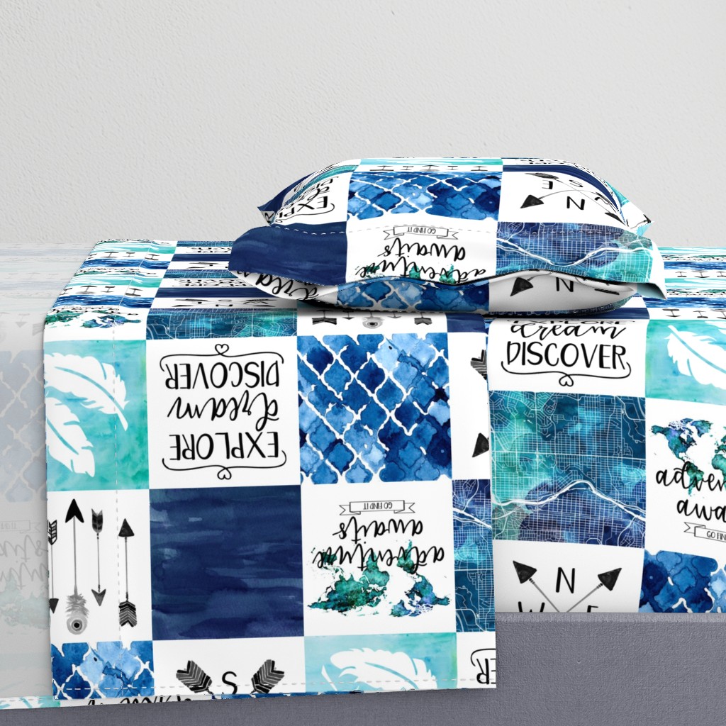 Adventure Awaits - Wholecloth Cheater Quilt - Rotated