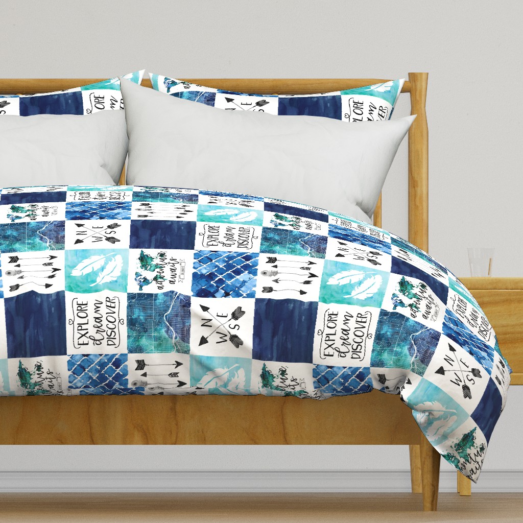 Adventure Awaits - Wholecloth Cheater Quilt - Rotated