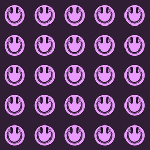 Retro Headphone Happy Face - Purple