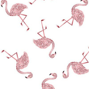 Zig Zag Flamingos on white