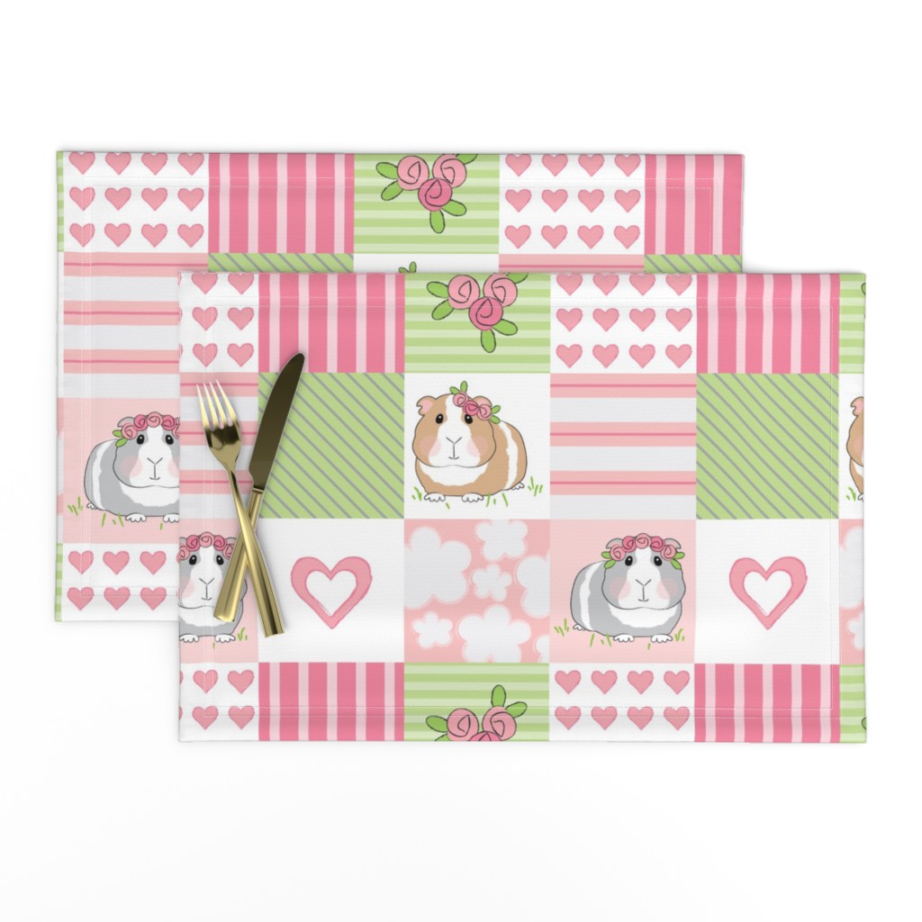 pink guinea-pigs-wholecloth 4 inch blocks