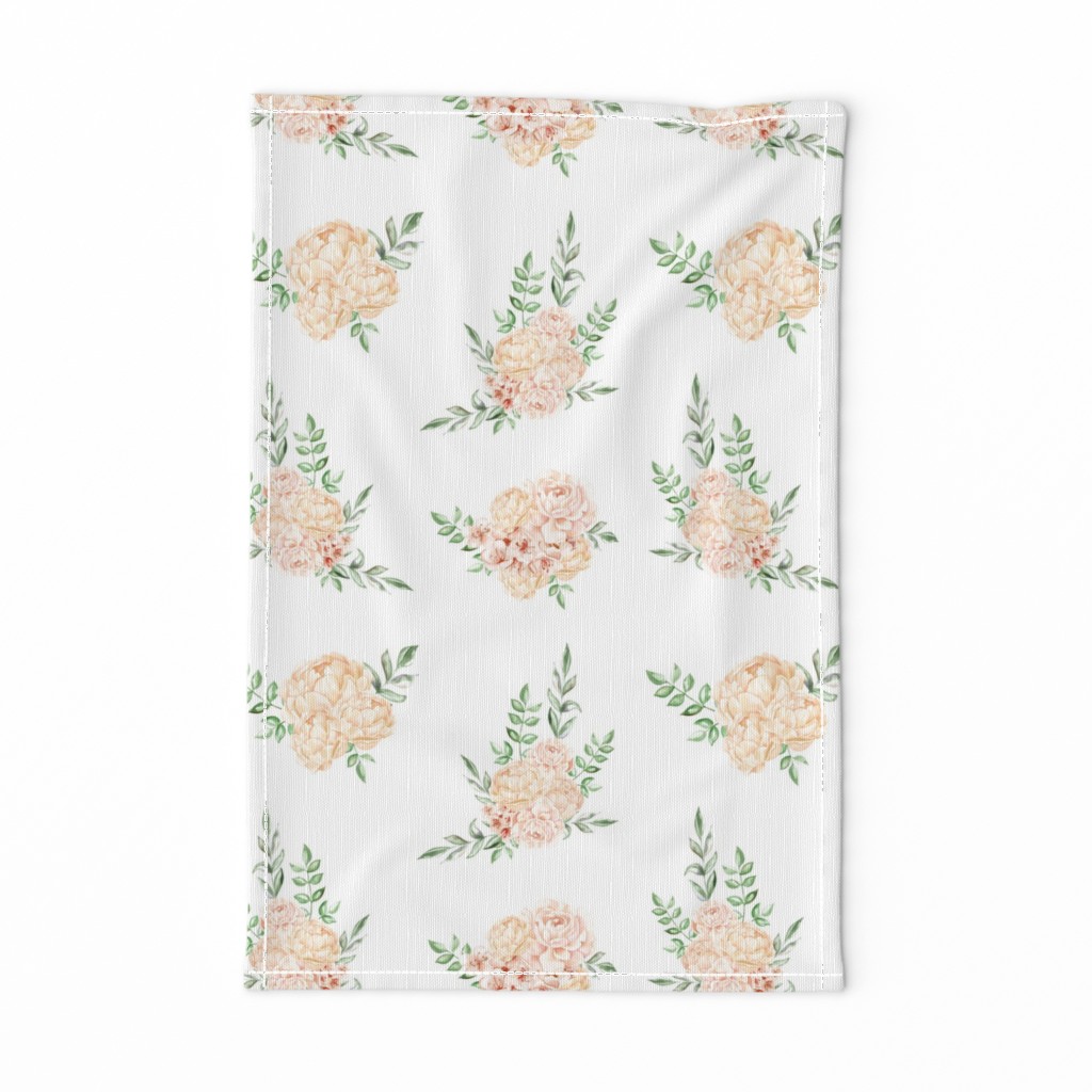 Vintage Peach Floral with Leaves