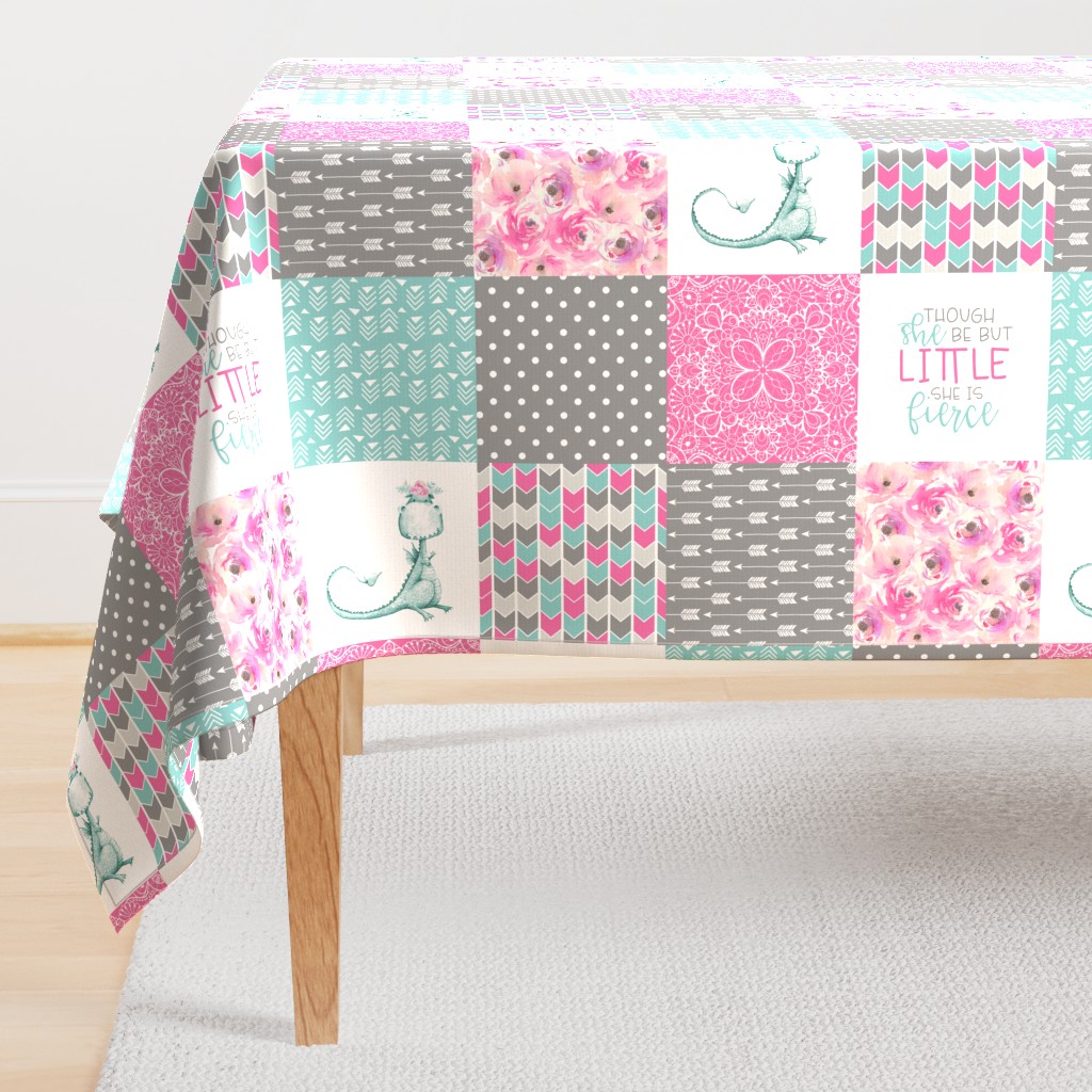 Little & Fierce Dragon - Wholecloth Cheater Quilt - Rotated