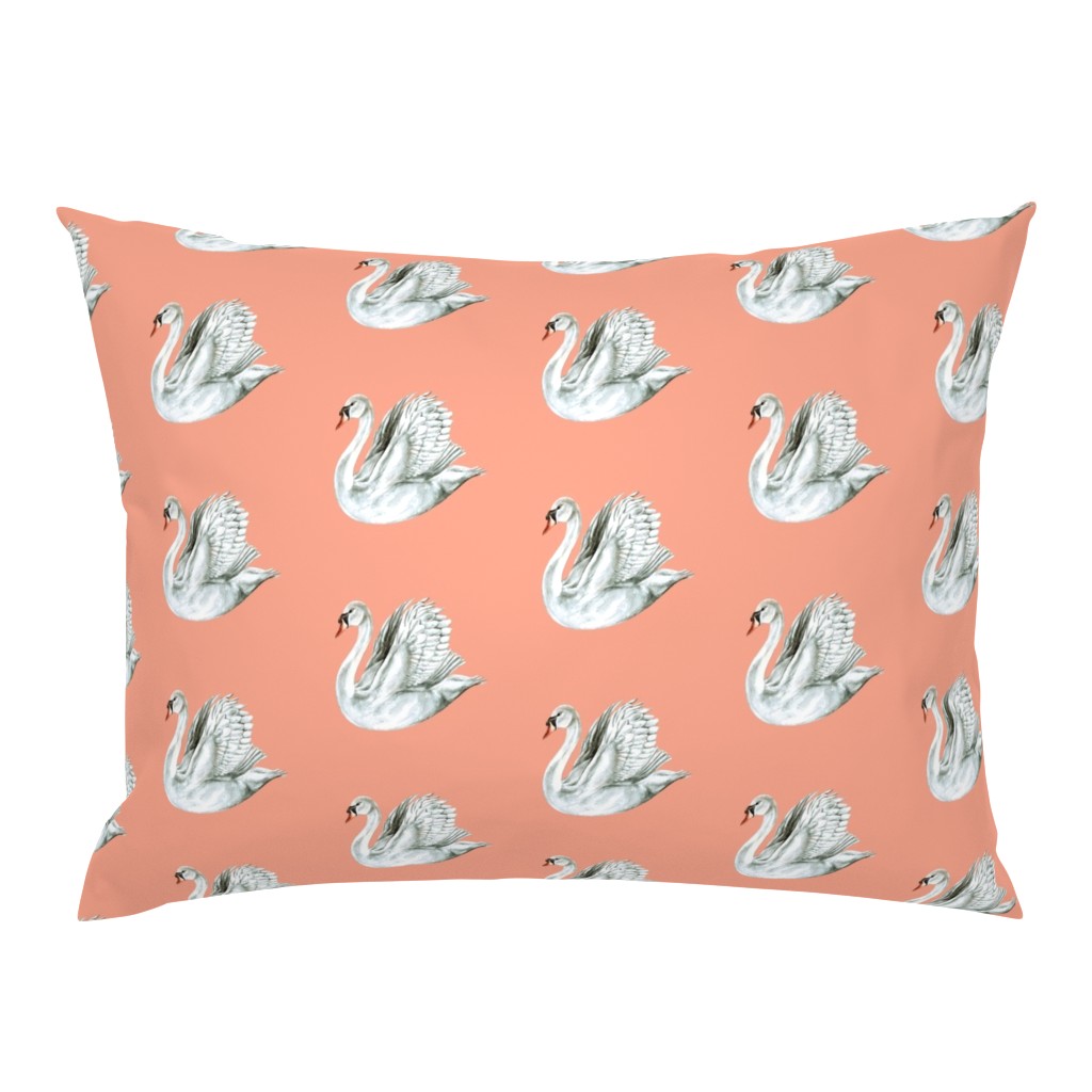 Pretty Swan on Coral Pink