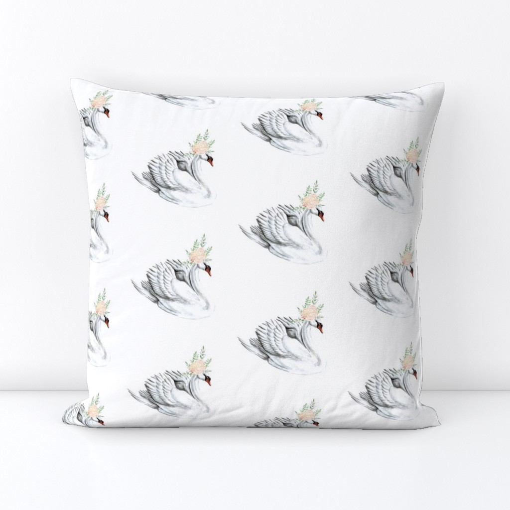 Swan with Peach Floral Crown