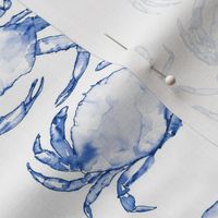 Shimmying Watercolor Crabs in Brighter Navy Blue