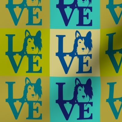 Sheltie Collie Dog Love Blue Green
