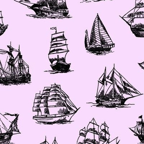 Sailing Ships on Pink // Large
