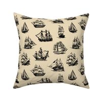 Sailing Ships on Tan // Large