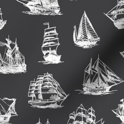 Sailing Ships on Charcoal // Large