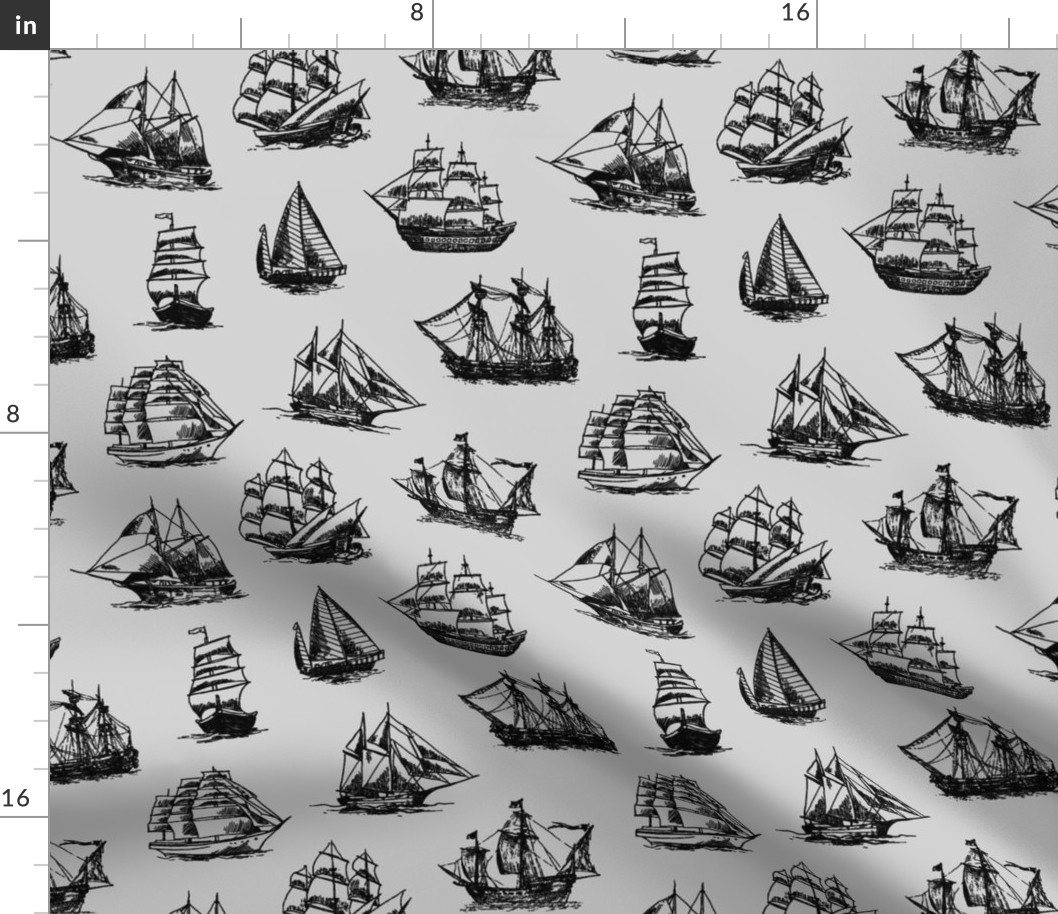 Sailing Ships on Grey // Large