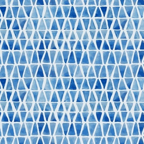 Tie Dye Batik Classic Blue Triangles - Large Scale